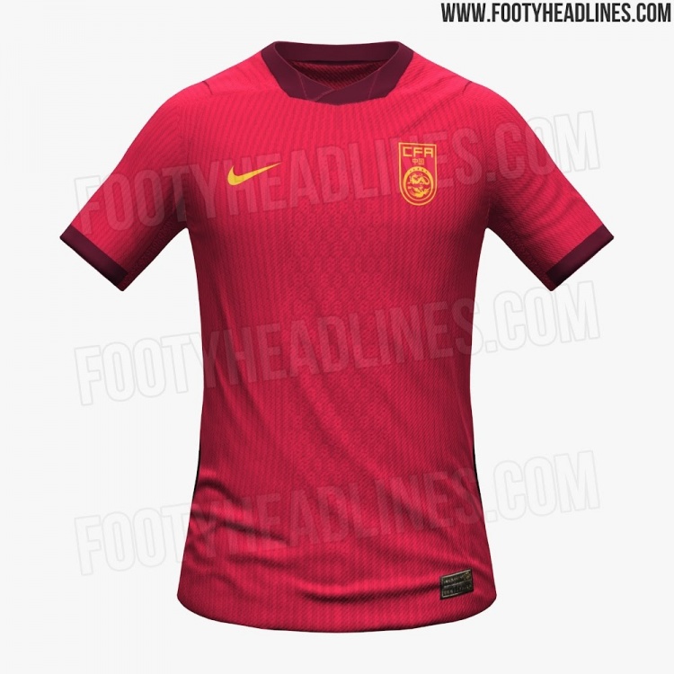 Crown sports-经典配色！国足2026新版球衣谍照：主场红客场黄，预计3月发布